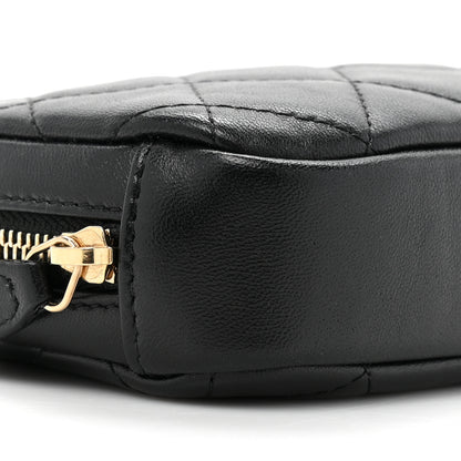 Chanel Lambskin Quilted Small Curvy Pouch Cosmetic Case Black 9 of 10