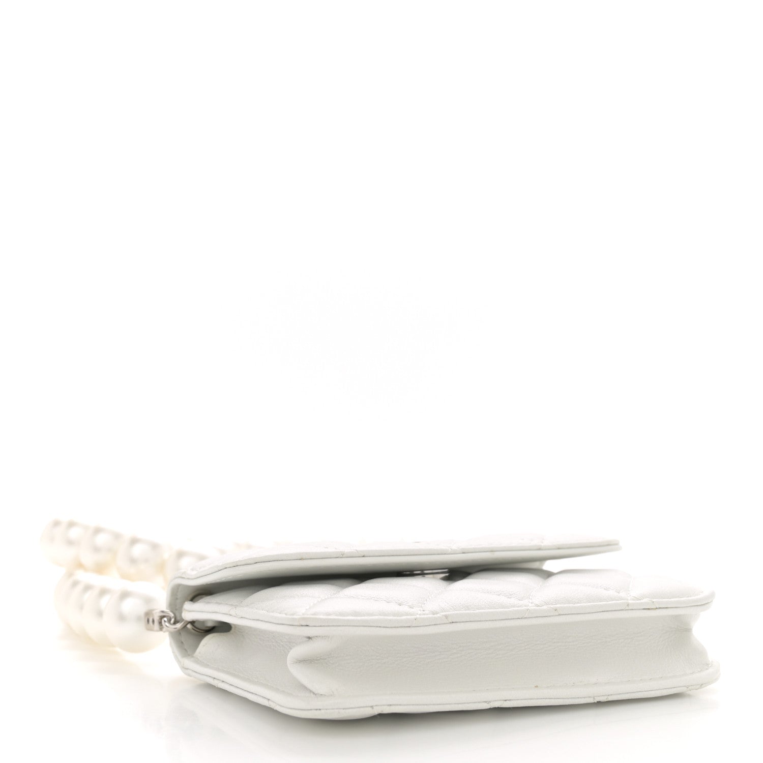 Chanel Iridescent Calfskin Quilted Mini Maxi Pearls Wallet On Chain WOC White 4 of 12