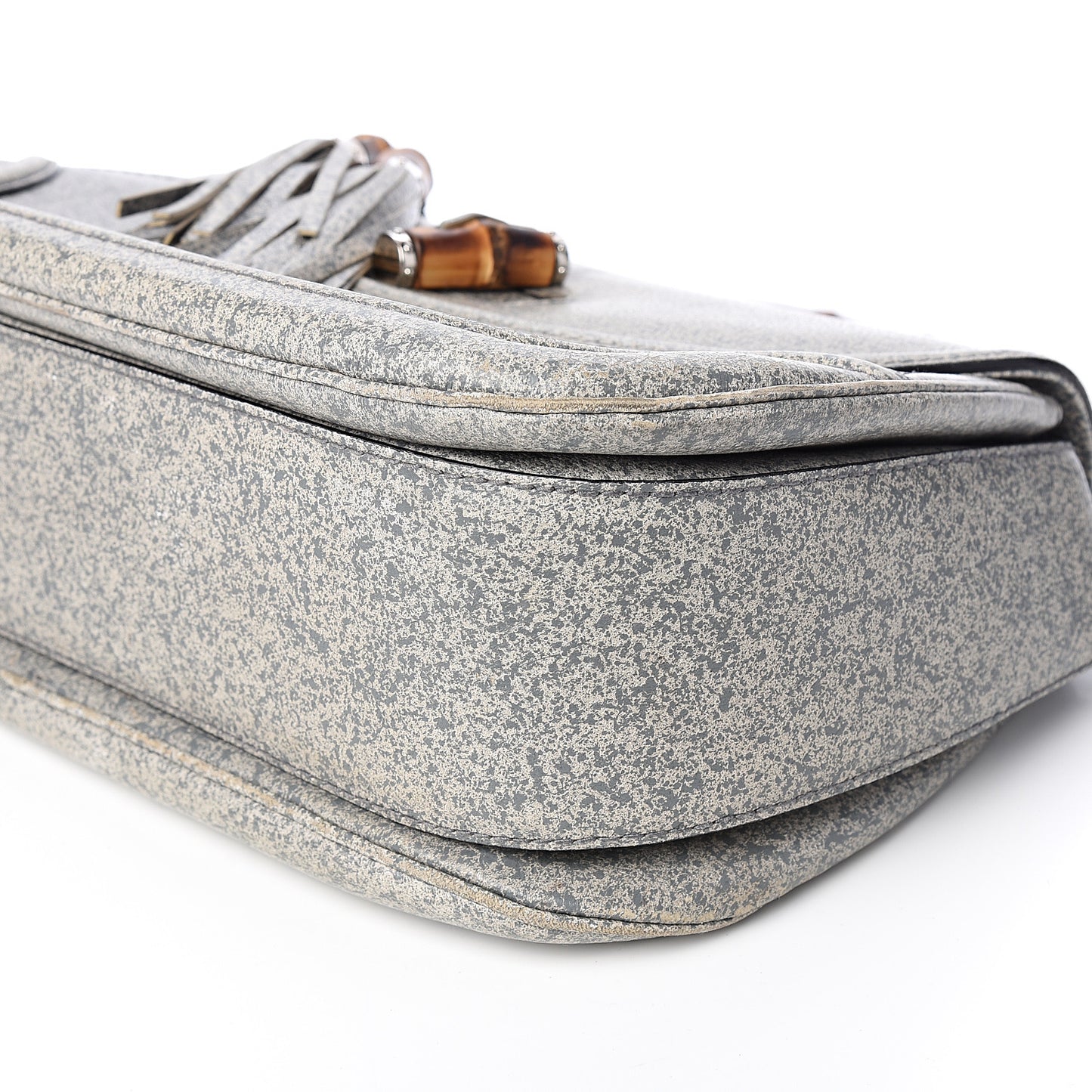 Calfskin Large New Bamboo Top Handle Bag Light Grey