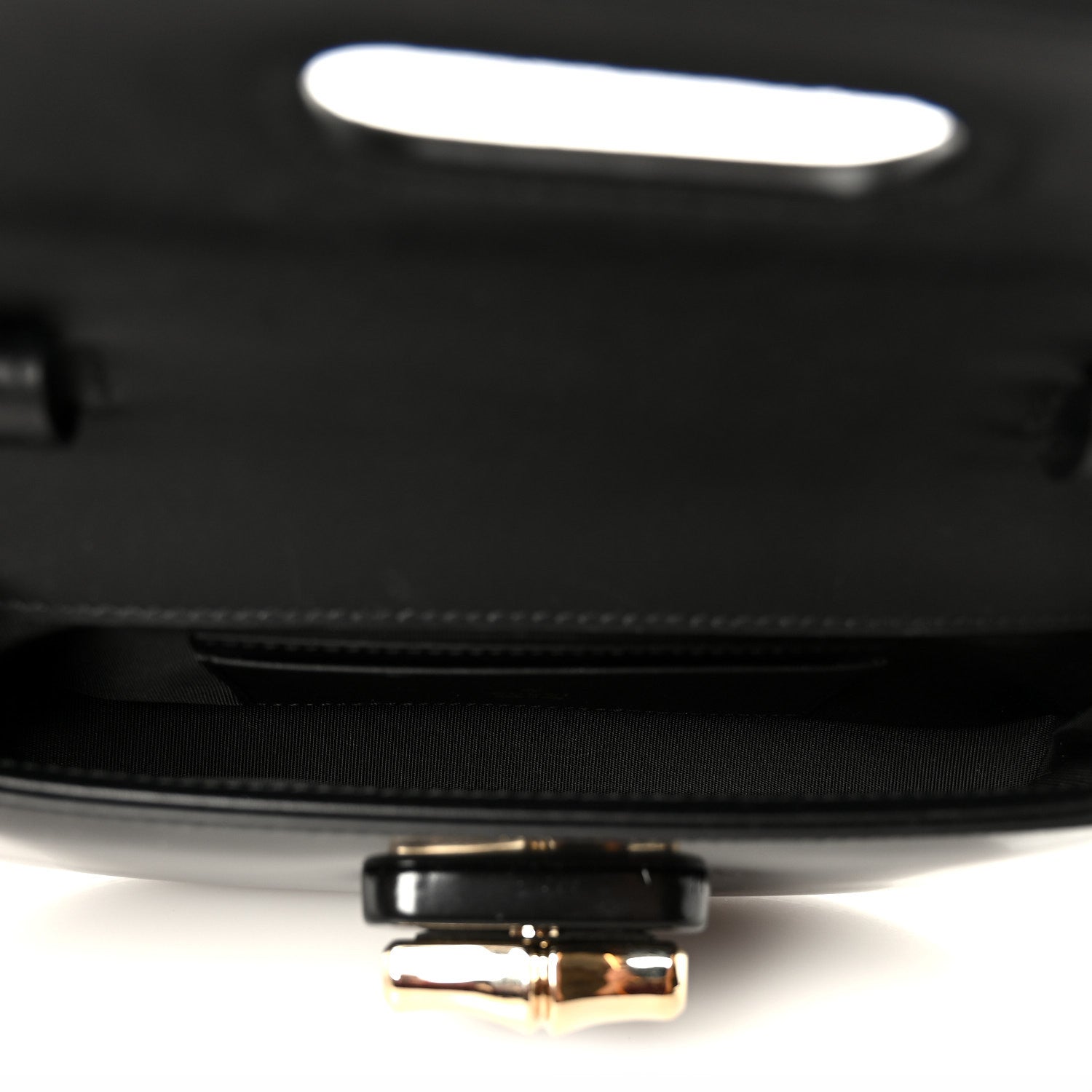Gucci Shiny Calfskin Small Bamboo Night Bag Black 5 of 10