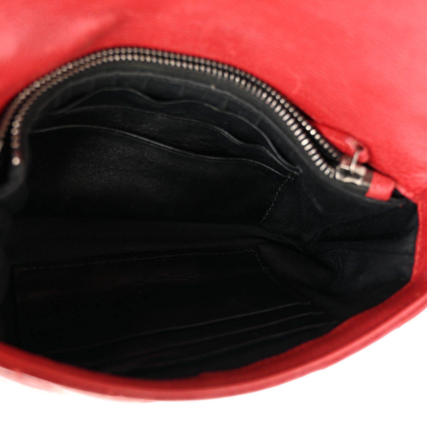 Saint Laurent Sheepskin Matelasse Chevron Monogram College Chain Wallet New Red 5 of 10
