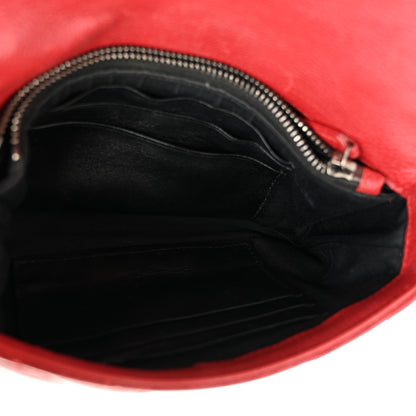 Saint Laurent Sheepskin Matelasse Chevron Monogram College Chain Wallet New Red 5 of 10