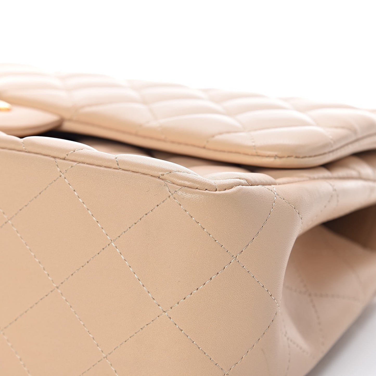 Lambskin Quilted Jumbo Double Flap Beige Clair