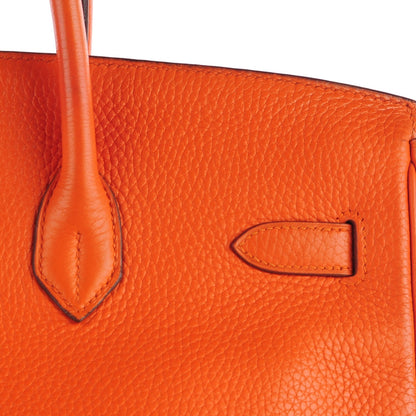 Hermes Taurillon Clemence Birkin 35 Orange 9 of 27