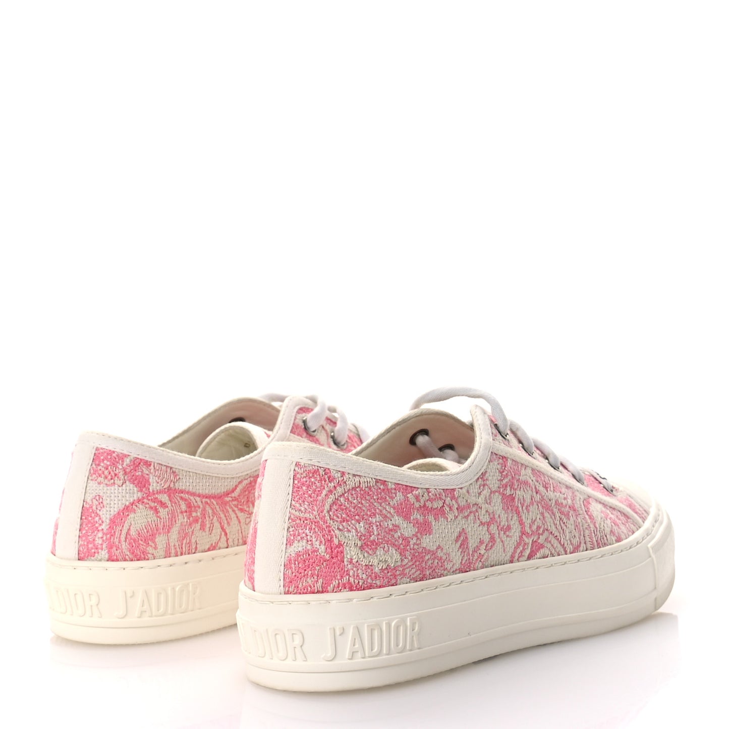 Canvas Toile De Jouy Embroidered Womens Walk'N'Dior Low Top Sneakers 38 Off-White Pink
