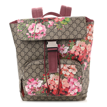 Gucci GG Supreme Monogram Blooms Medium Single Buckle Backpack Beige Multicolor Dry Rose 1 of 12
