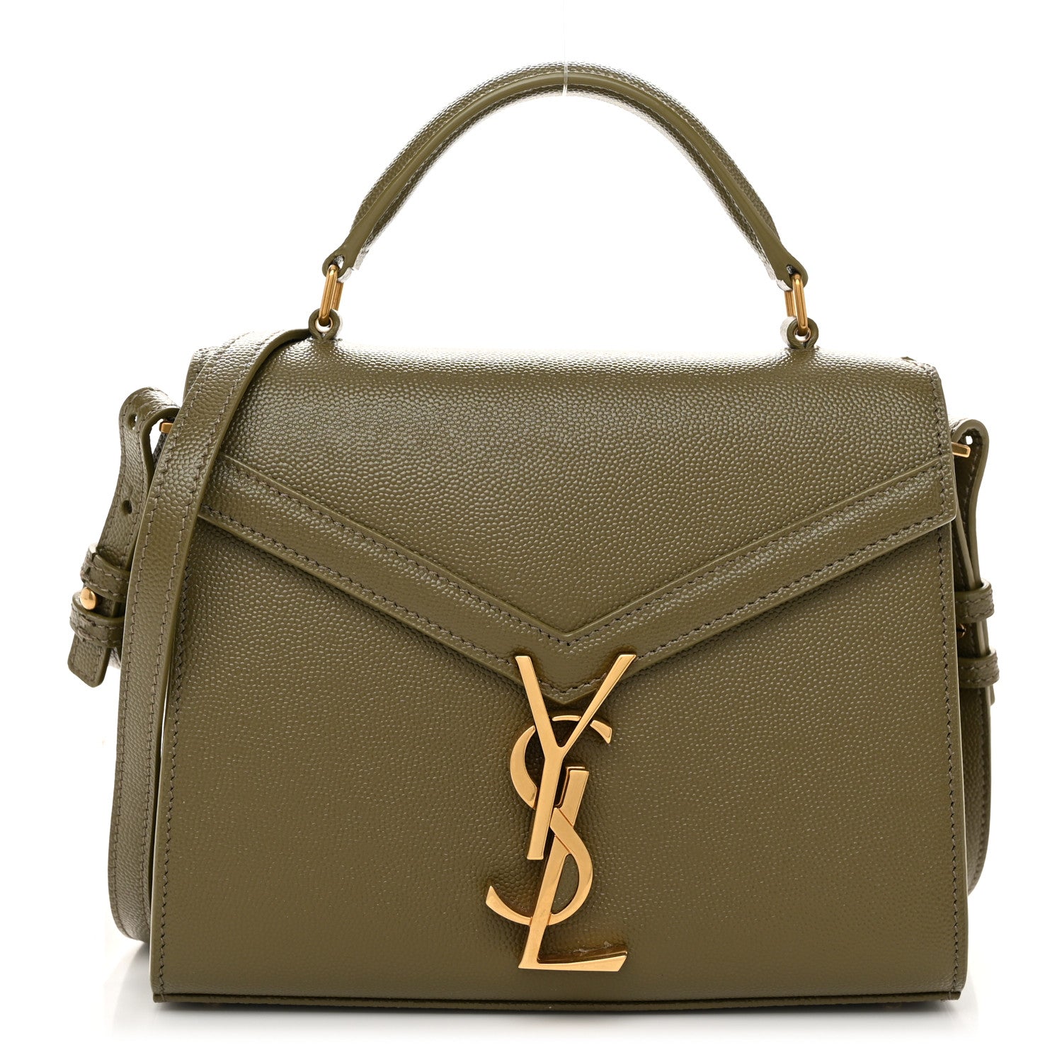 Saint Laurent Grain de Poudre Mini Classic Monogram Cassandra Top Handle Olive 1 of 9