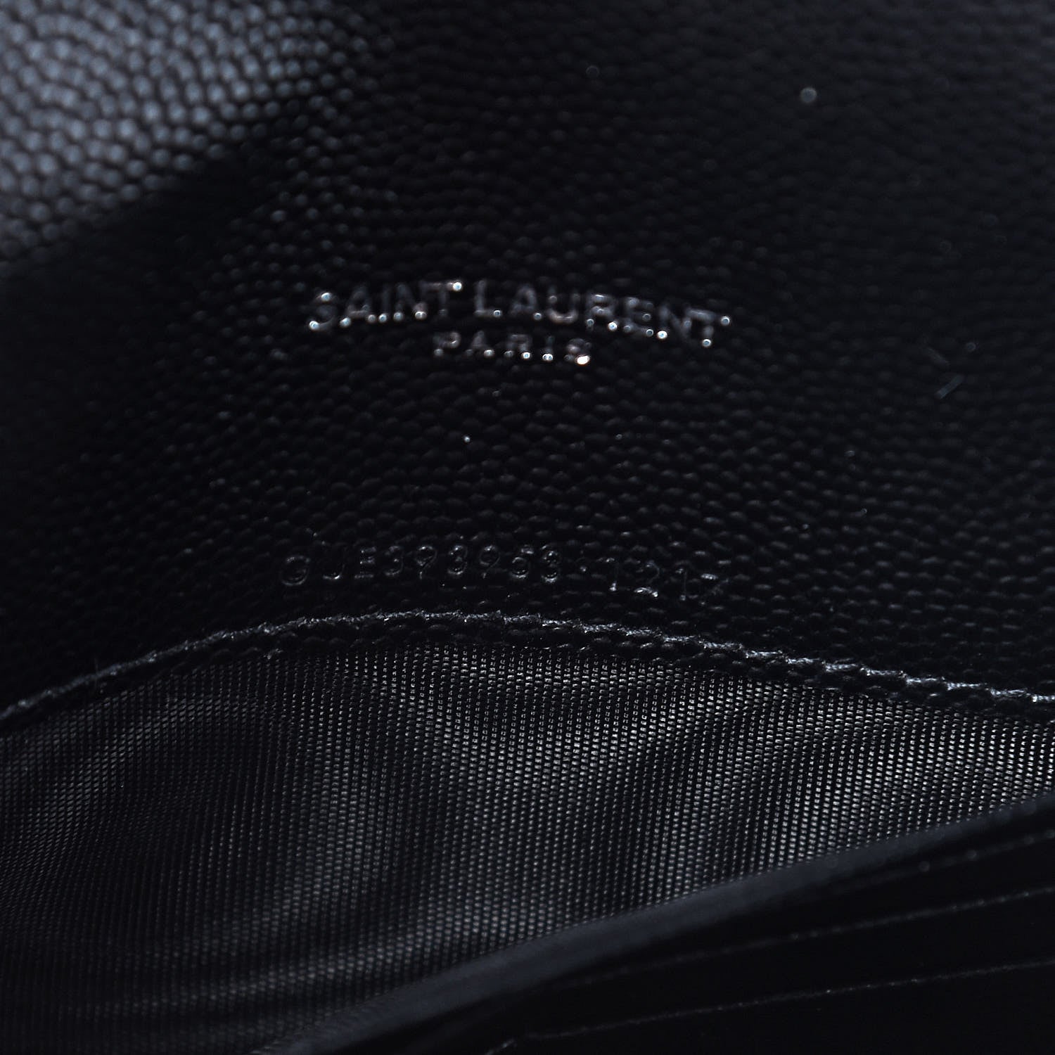 Saint Laurent Grain De Poudre Matelasse Chevron Monogram Envelope Chain Wallet Black 7 of 10