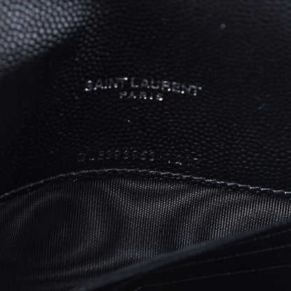 Saint Laurent Grain De Poudre Matelasse Chevron Monogram Envelope Chain Wallet Black 7 of 10