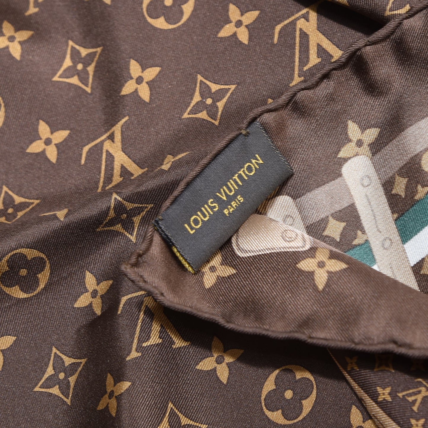 Silk Monogram Trunks Square Scarf Brown