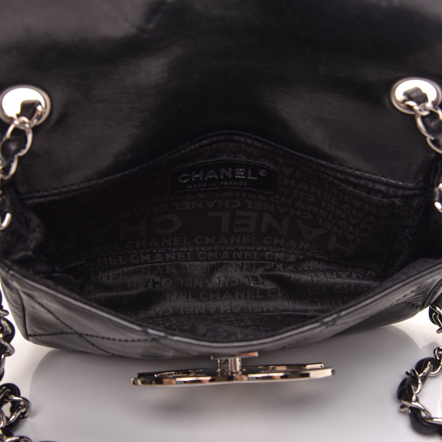 Lambskin Diamond Stitched Mini Flap Black