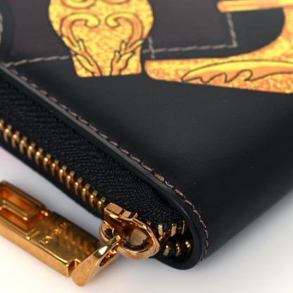 Versace Calfskin Medusa Barocco Rodeo Print Zip Around Wallet Black Multicolor 8 of 13