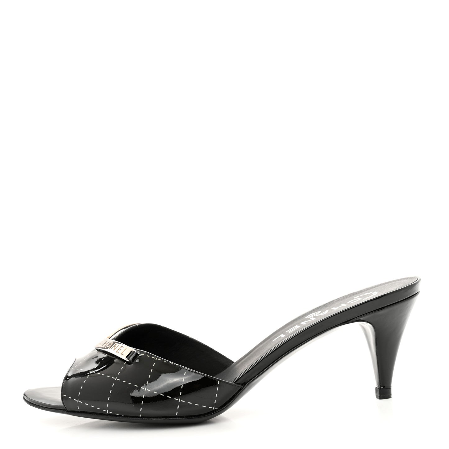 Patent Printed Mule Sandals 37.5 Black