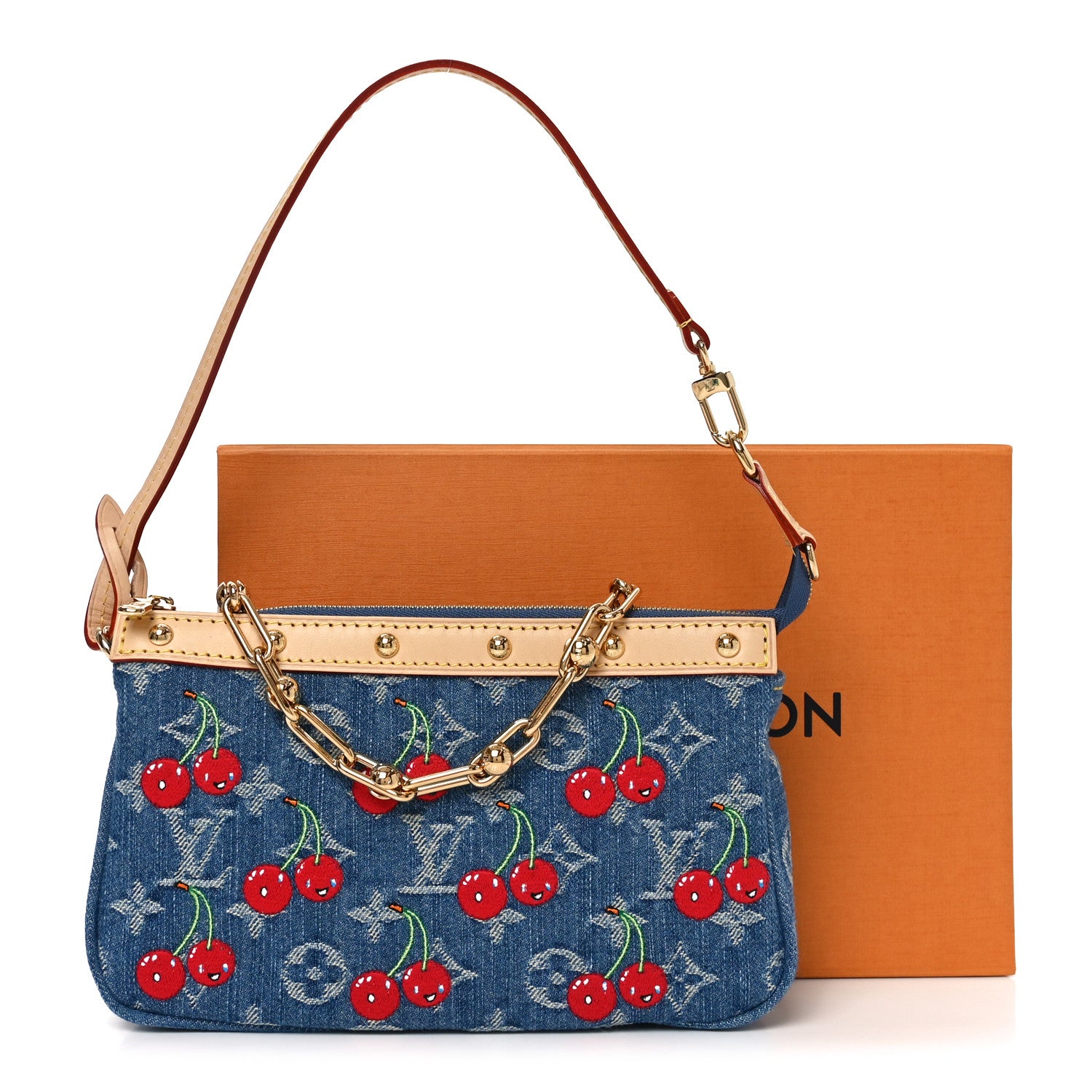 Louis Vuitton LV X TM Monogram Denim Cerises Pochette Accessories Blue 10 of 10
