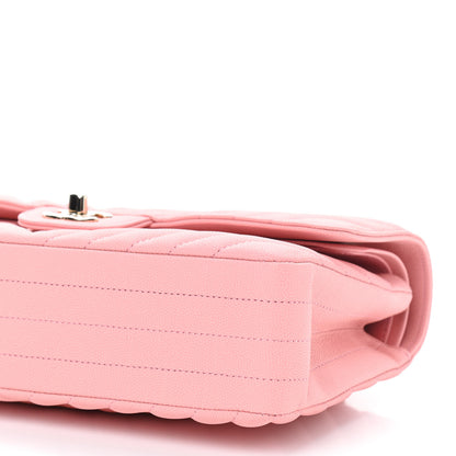 Chanel Caviar Flat Chevron Quilted Medium Double Flap Pink 6 of 8