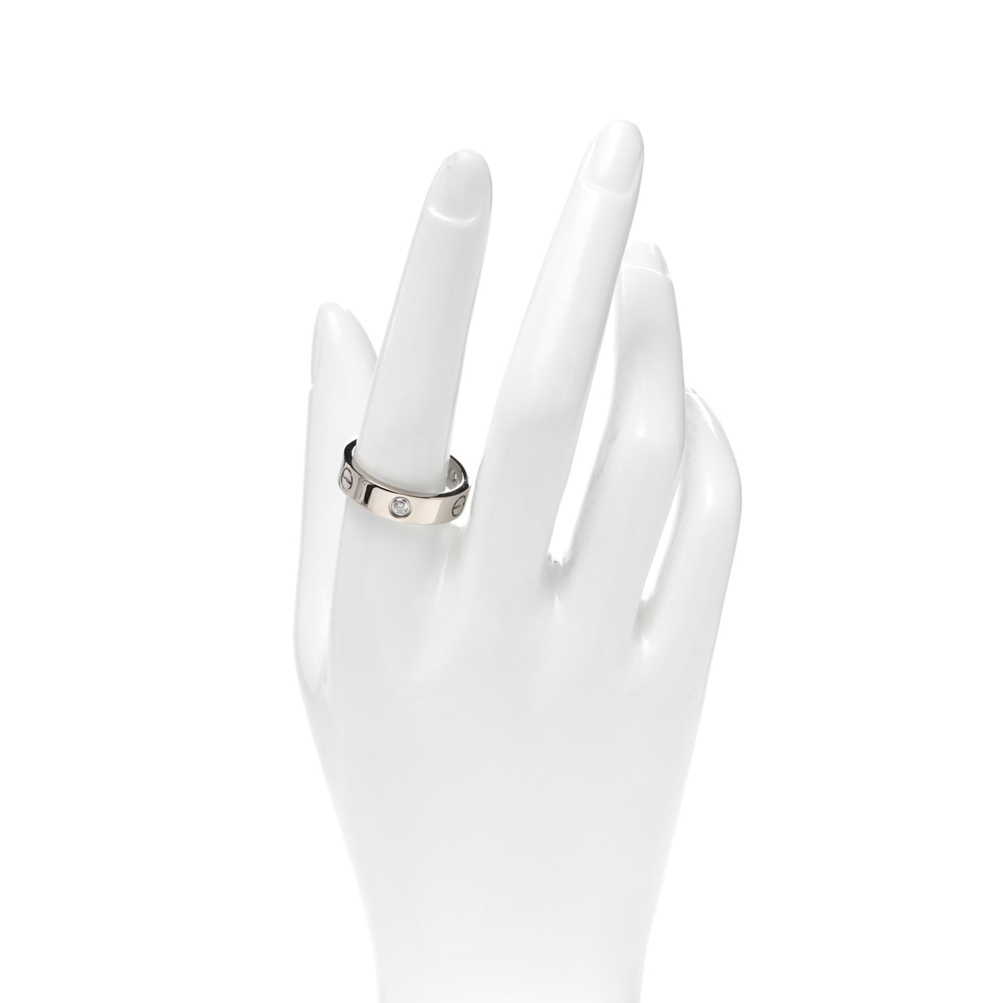 18K White Gold 3 Diamond 5.5mm LOVE Ring 60 9