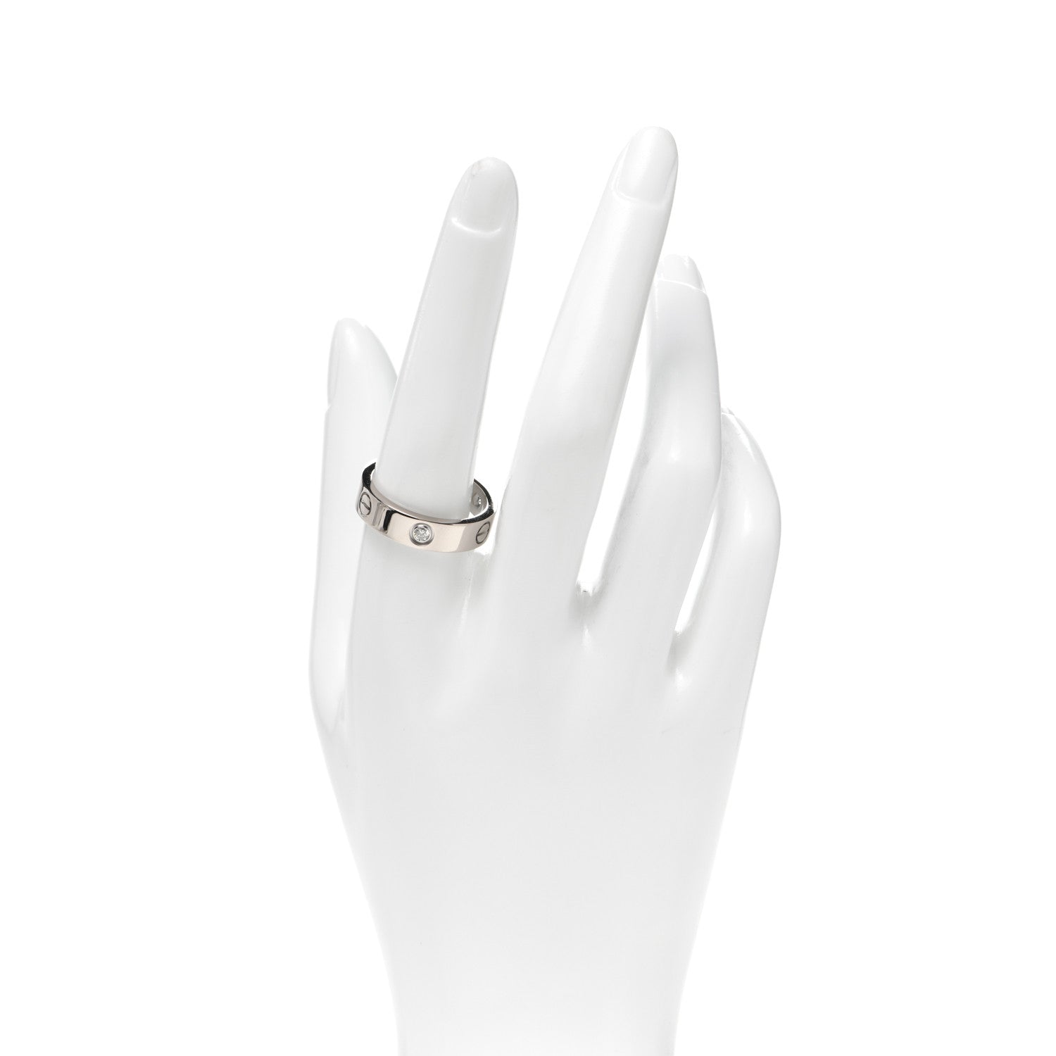 Cartier 18K White Gold 3 Diamond 5.5mm LOVE Ring 60 9 2 of 6