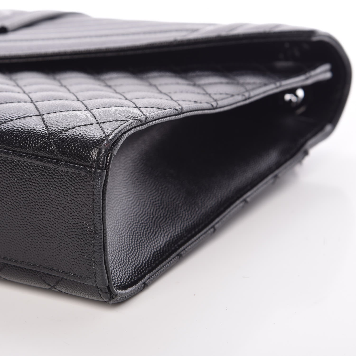 Saint Laurent Grain De Poudre Textured Mixed Matelasse Large Triquilt Monogram Monochrome Satchel Black 11 of 11