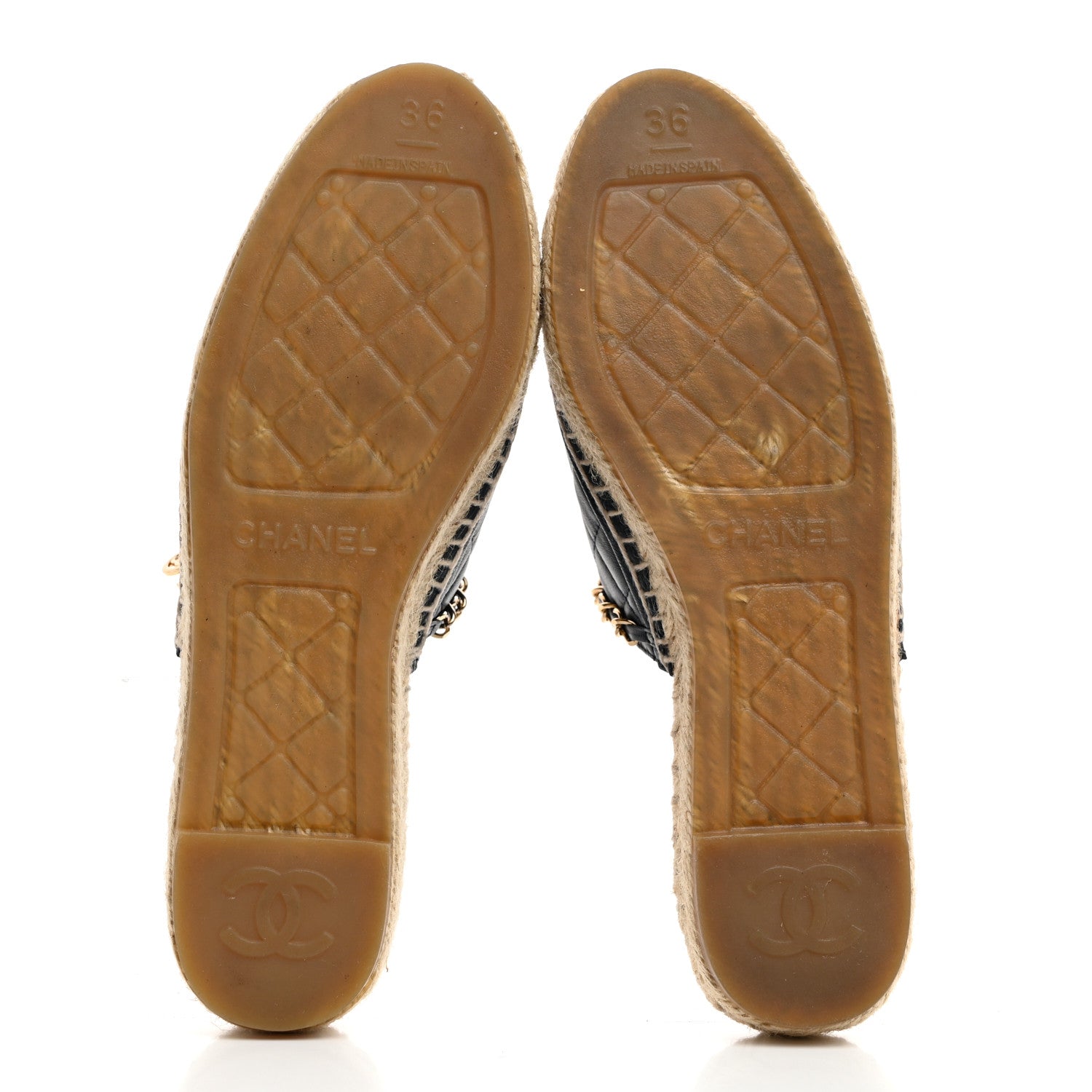 Chanel Lambskin Quilted CC Chain Espadrille Mules 36 Navy Black 5 of 9