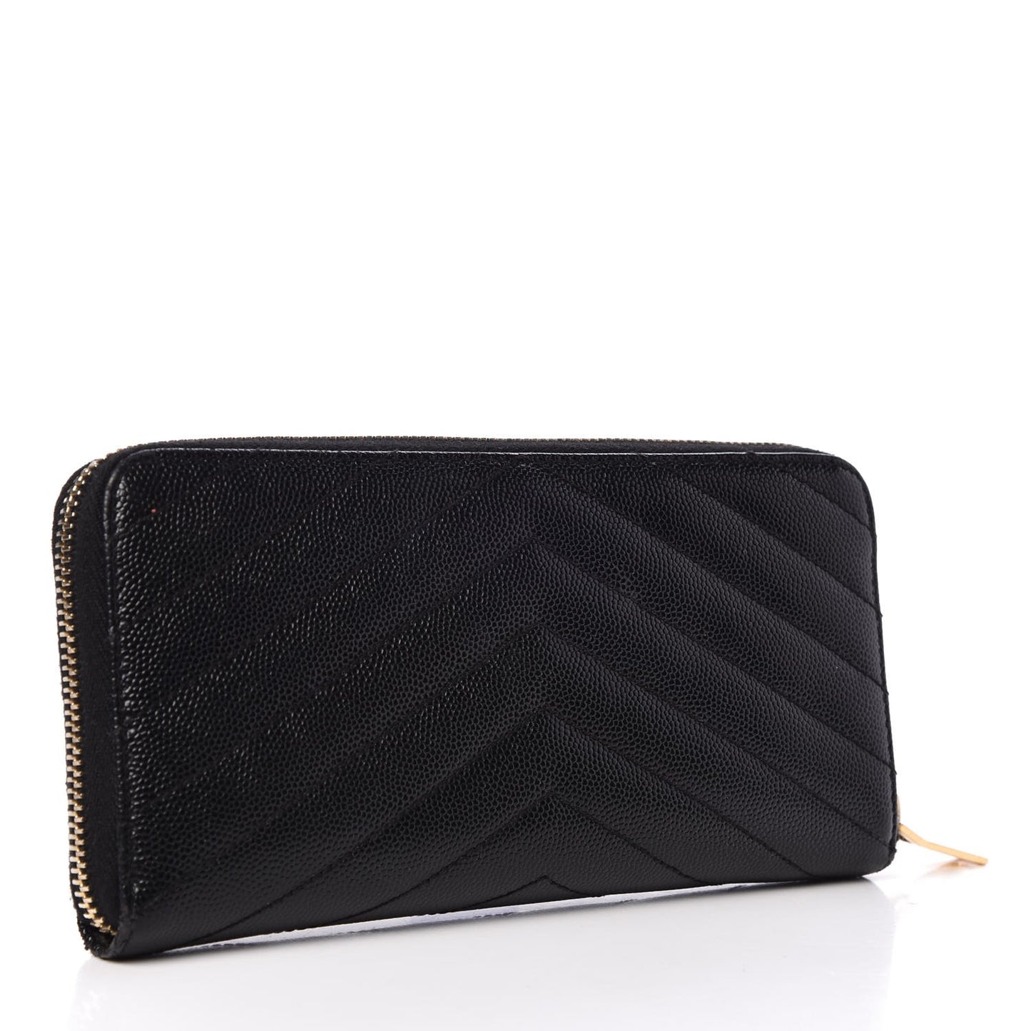 Grain De Poudre Matelasse Chevron Monogram Zip Around Wallet Black