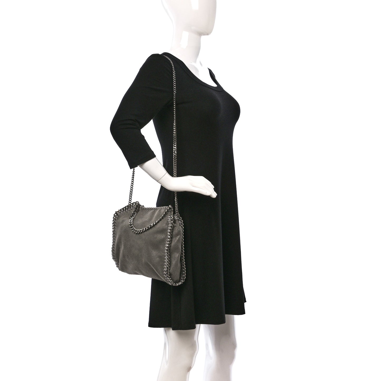 Shaggy Deer Mini Falabella Fold Over Tote Light Grey