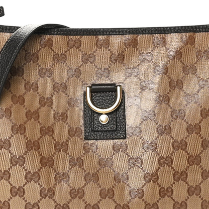 Gucci Crystal Monogram Abbey Messenger Bag Beige Dark Brown 8 of 10