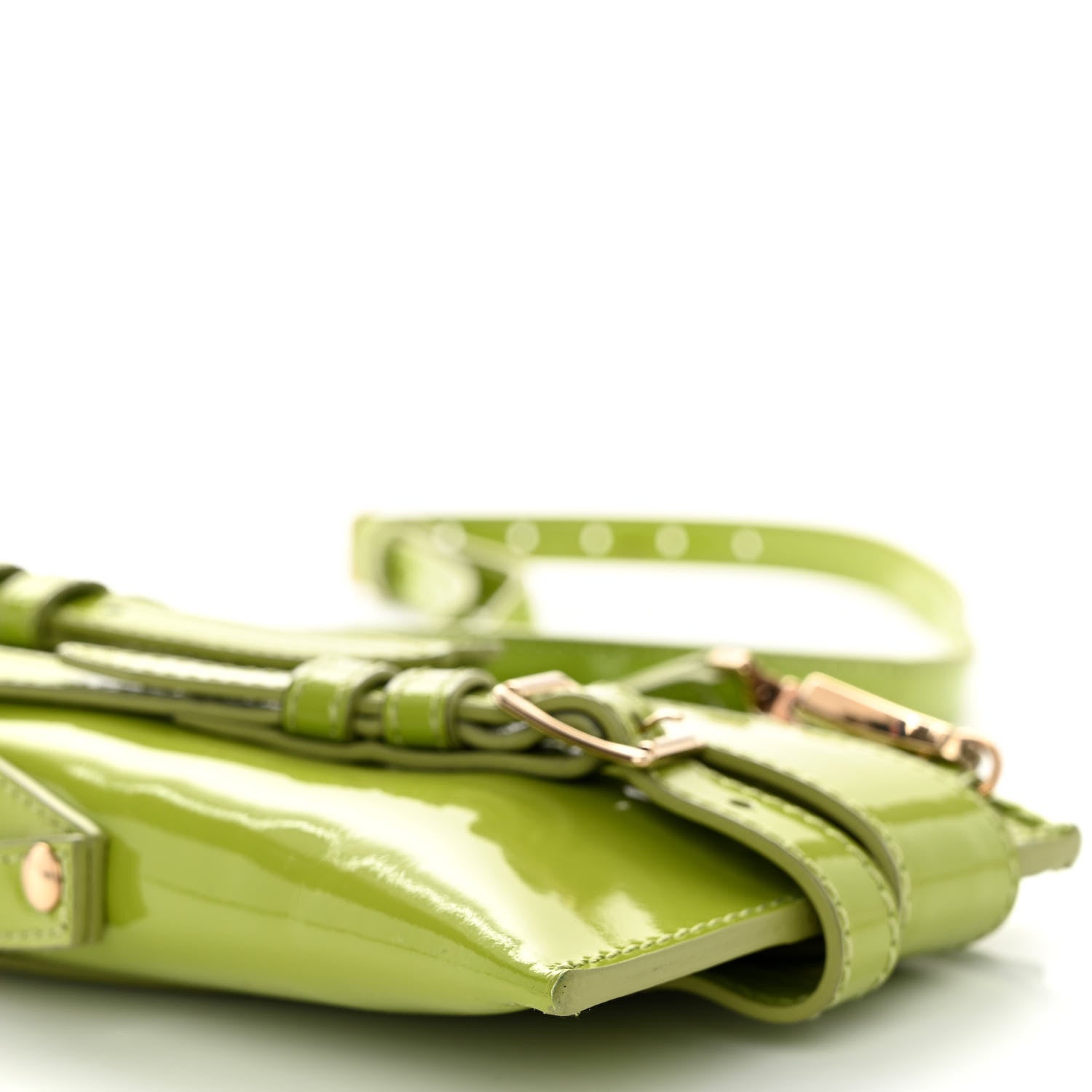 Burberry Patent Bridle Calfskin Parmoor Clutch Bag Lemon Green 11 of 12