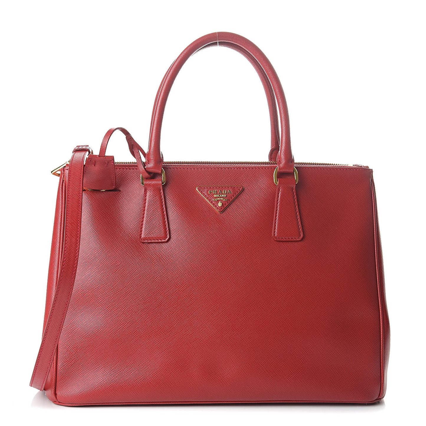 Saffiano Medium Galleria Double Zip Tote Fuoco
