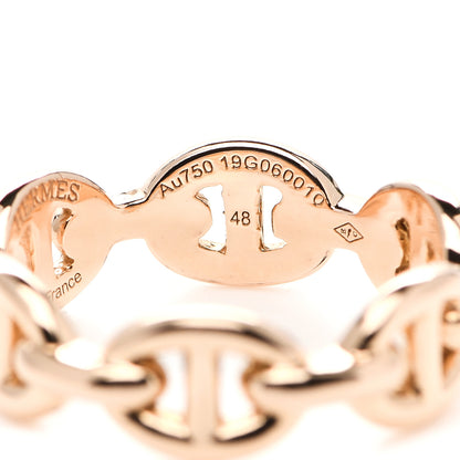 Hermes 18K Rose Gold PM Chaine D'Ancre Enchainee Ring 48 4.5 4 of 5
