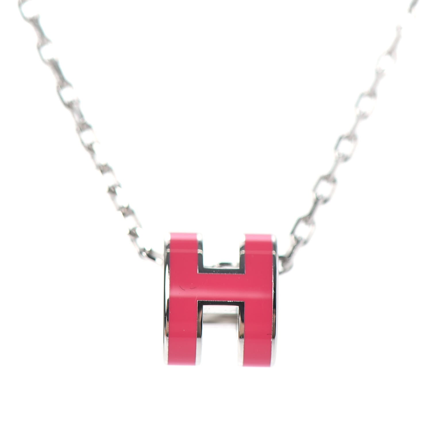 Hermes Lacquered Palladium Mini Pop H Pendant Necklace Rose Extreme 4 of 6