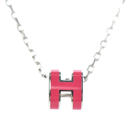 Hermes Lacquered Palladium Mini Pop H Pendant Necklace Rose Extreme 4 of 6