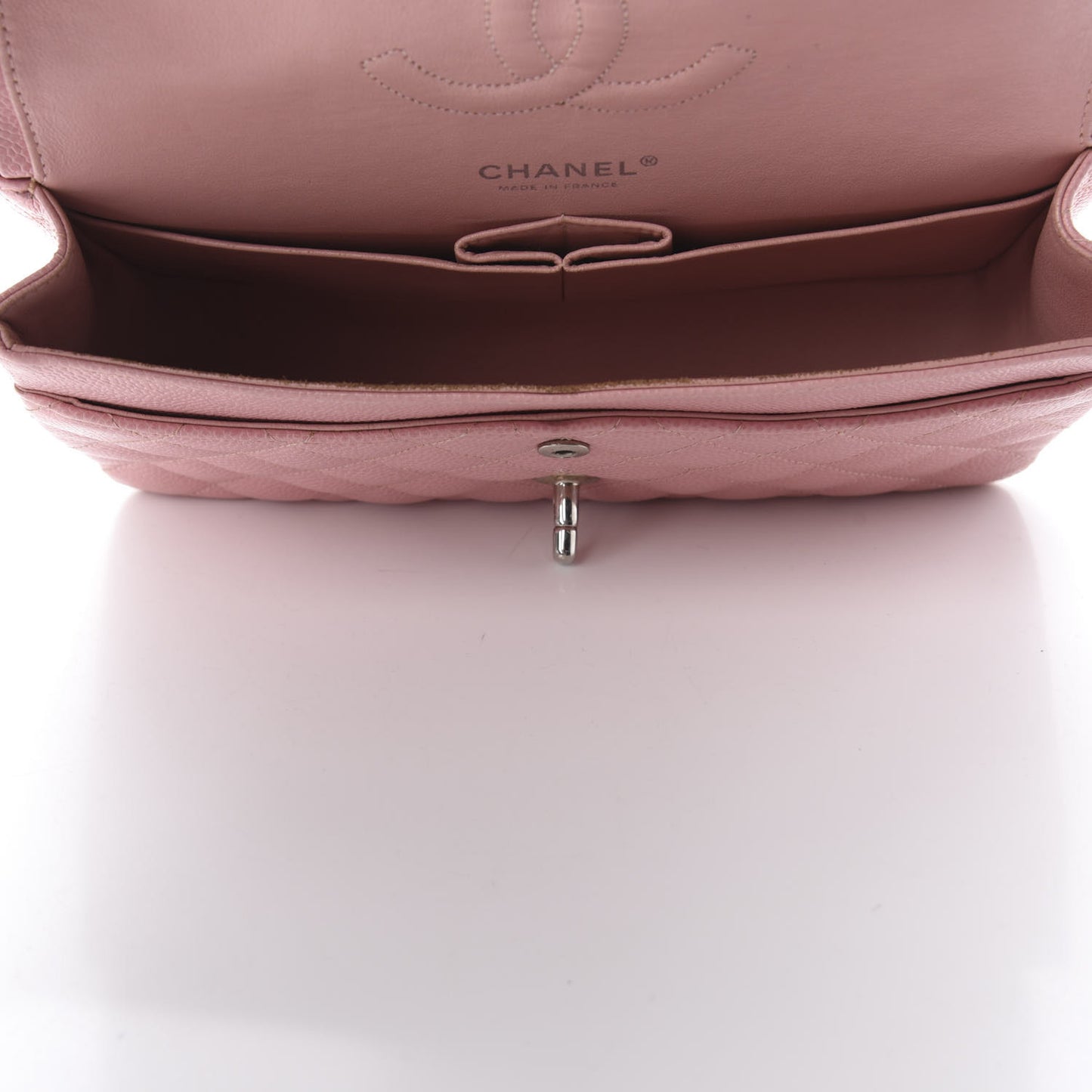 Caviar Quilted Medium Double Flap Pink