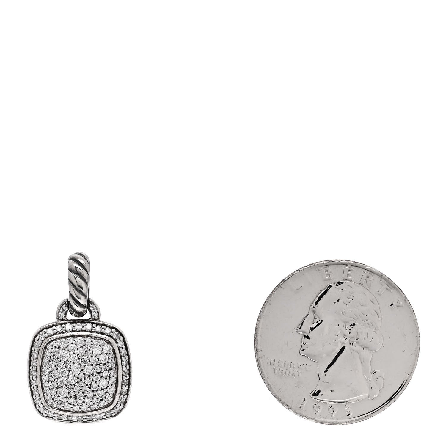 David Yurman Sterling Silver Diamond 11mm Albion Enhancer Pendant 2 of 4