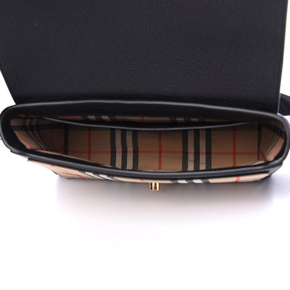 Burberry Grainy Calfskin Vintage Check Note Crossbody Bag Black 4 of 8