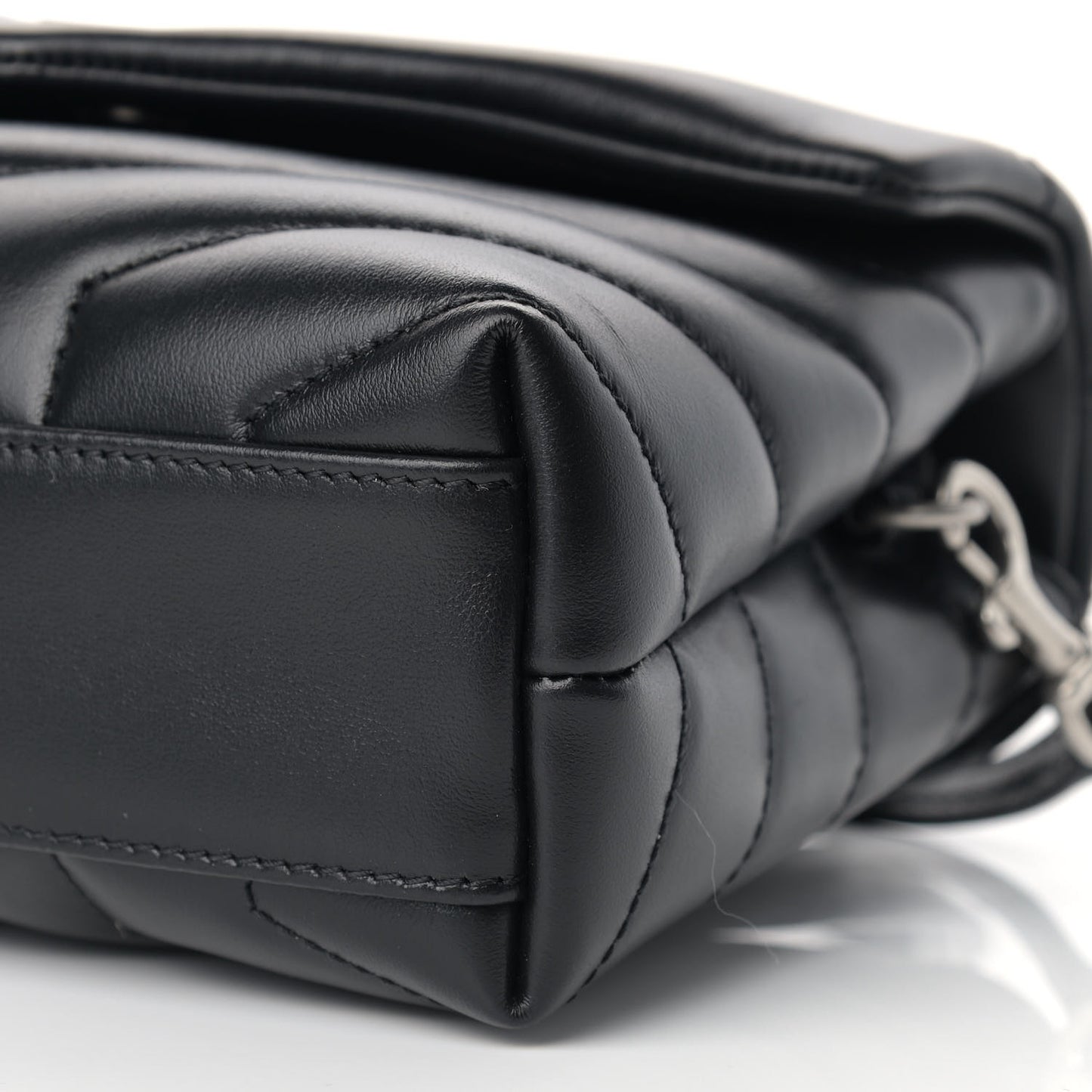 Calfskin Y Quilted Monogram Toy Loulou Crossbody Bag Black