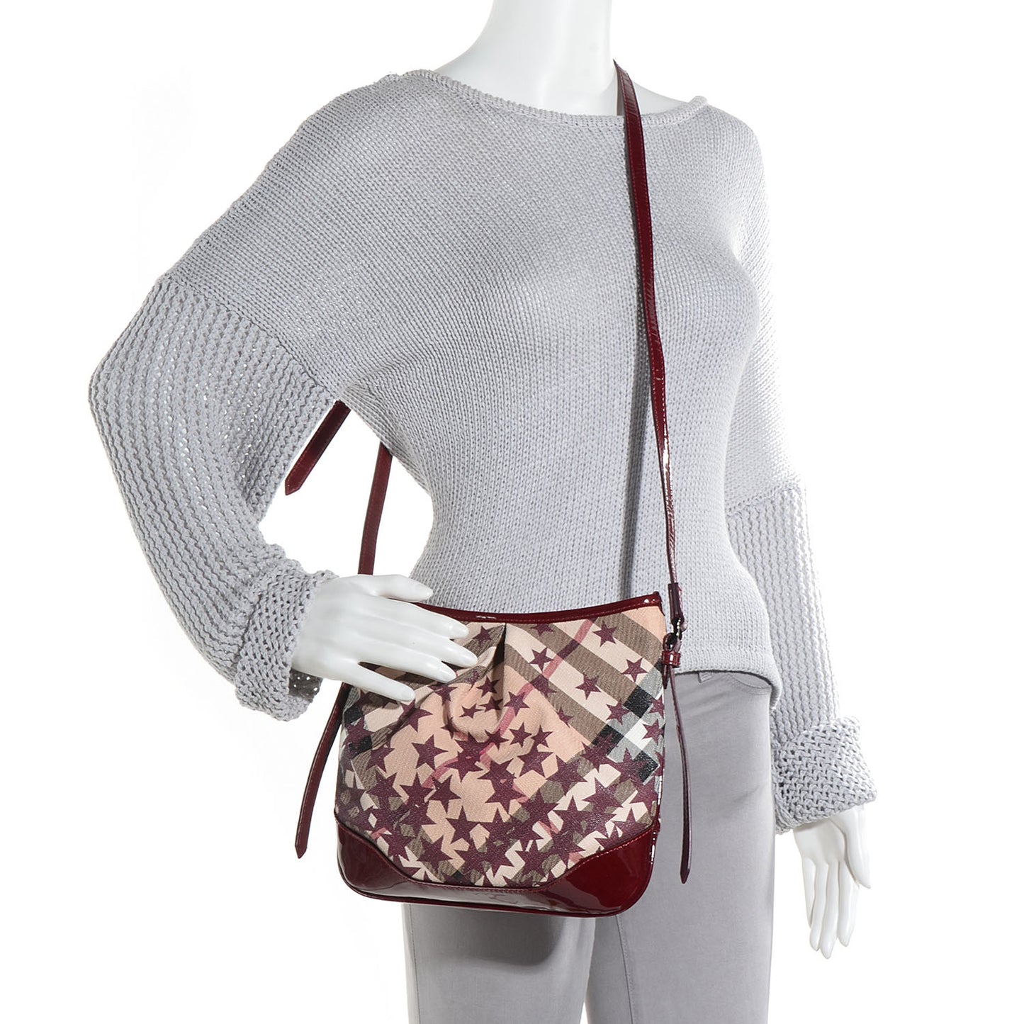 Patent Supernova Check Stars Small Julia Crossbody Bag Berry Red