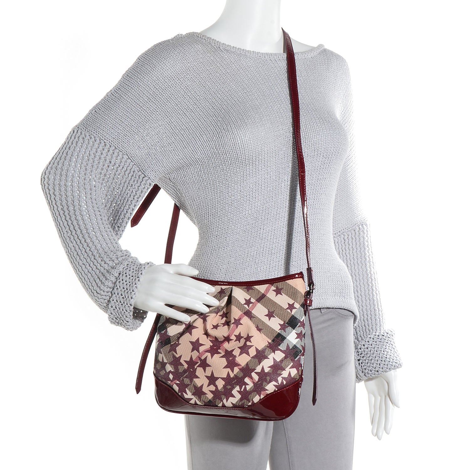 Burberry Patent Supernova Check Stars Small Julia Crossbody Bag Berry Red 2 of 8