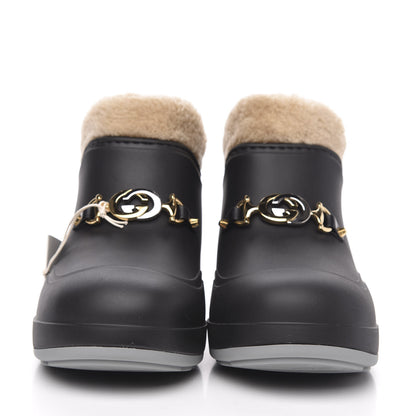Gucci Rubber Wool Womens Crossy Ankle Boots 35 Black Butterscotch 2 of 9