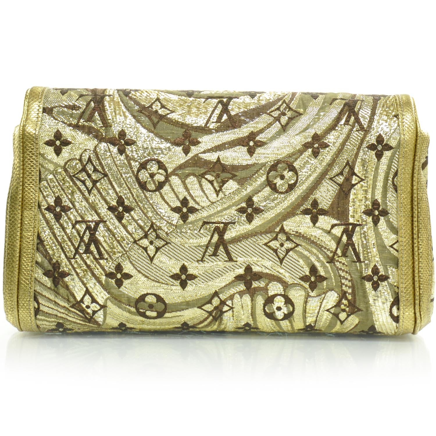 Louis Vuitton Monogram Brocade Thalie Clutch Gold 4 of 8