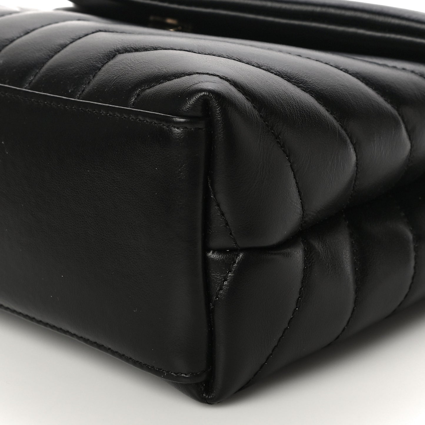 Calfskin Y Quilted Monogram Small Loulou Chain Satchel Black