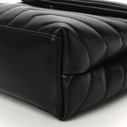 Saint Laurent Calfskin Y Quilted Monogram Small Loulou Chain Satchel Black 9 of 14