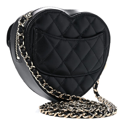 Chanel Lambskin Quilted CC In Love Heart Clutch With Chain Black 3 of 10