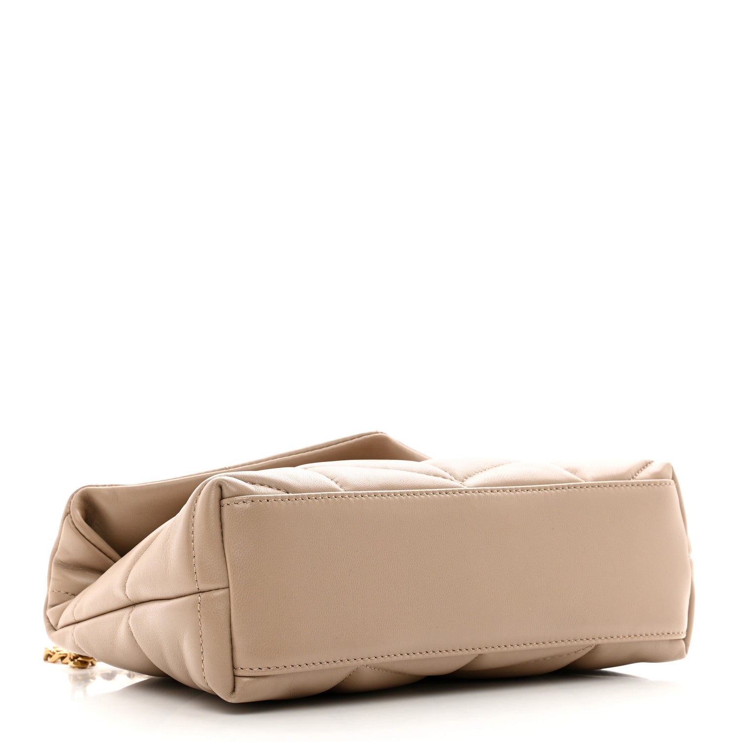 Saint Laurent Lambskin Quilted Toy Loulou Puffer Monogram Chain Satchel Dark Beige 4 of 10