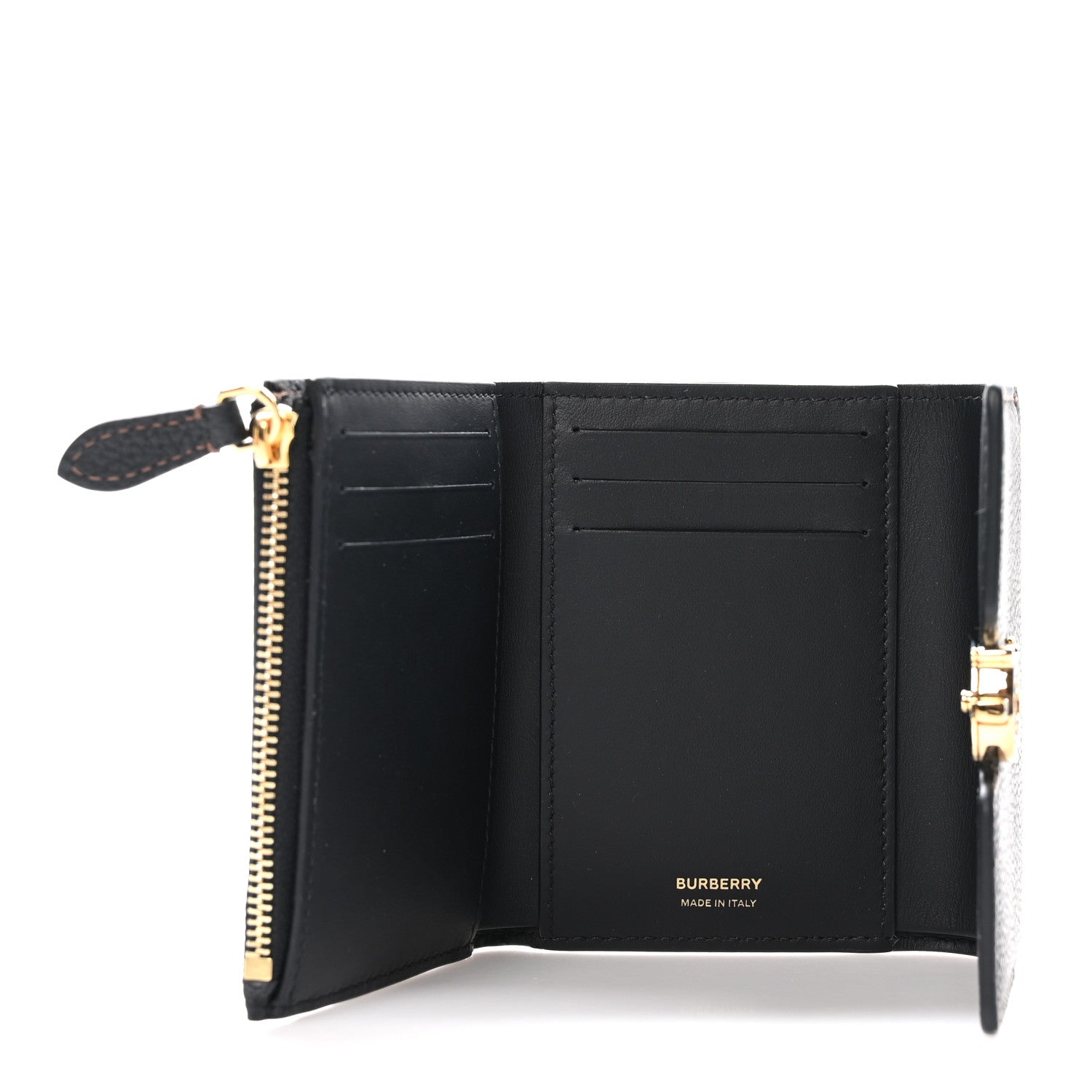 Burberry Grained Calfskin TB Compact Wallet Black 5 of 8