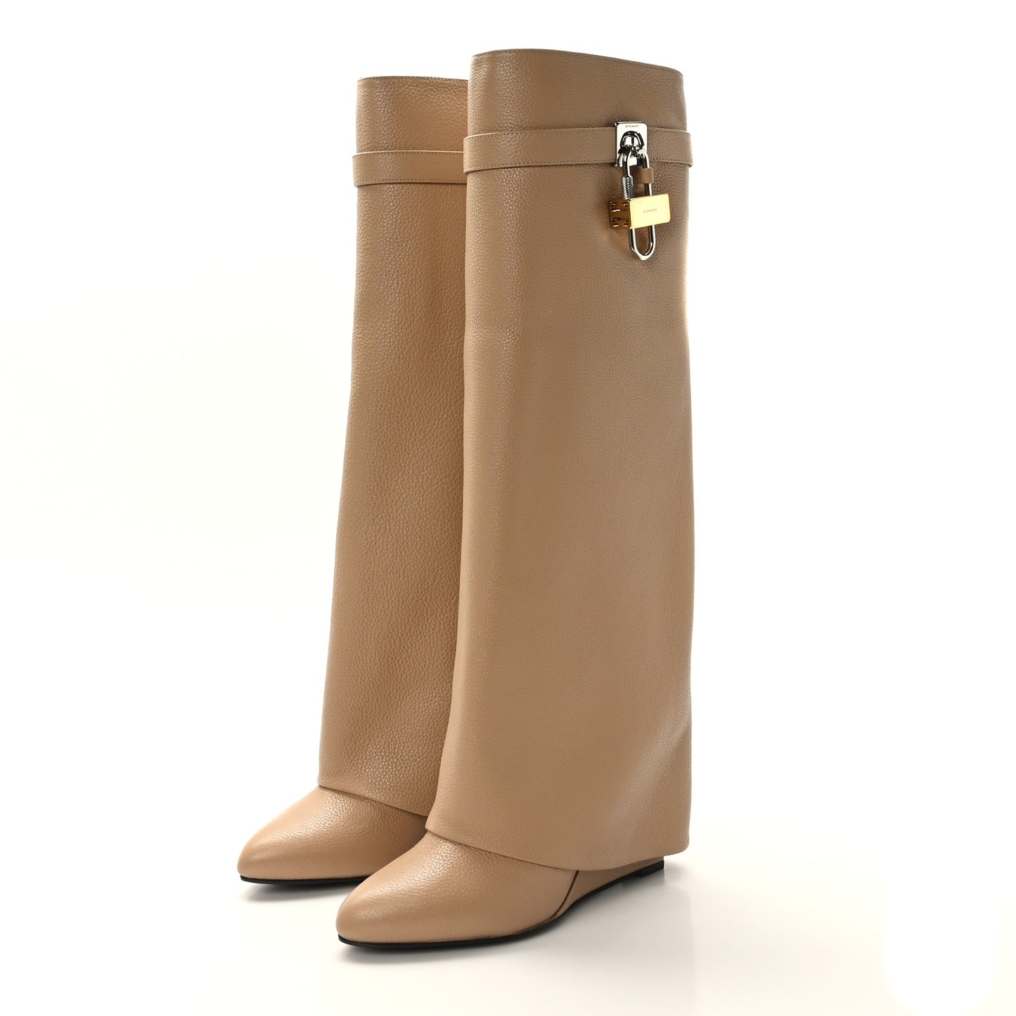 Calfskin Shark Lock Pant Boots 40 Beige