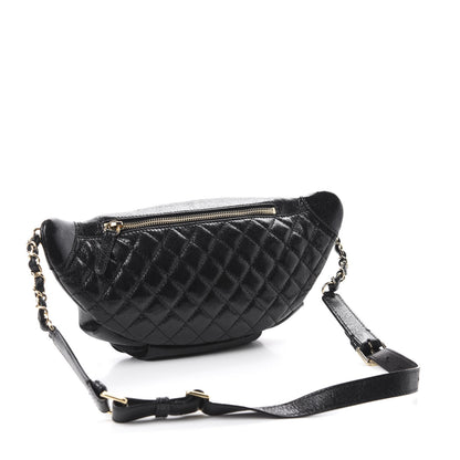 Chanel Crumpled Glazed Lambskin Quilted Waist Bag Fanny Pack Black 3 of 10