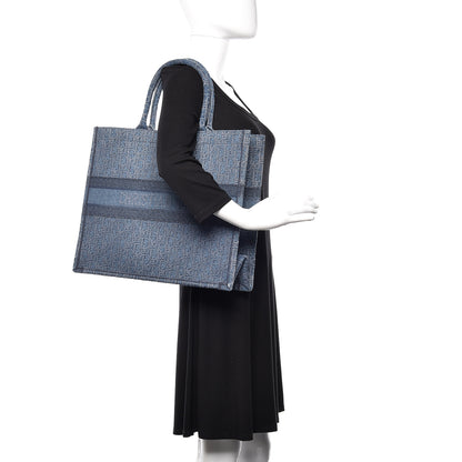 Christian Dior Oblique Denim Book Tote Denim Blue 2 of 9