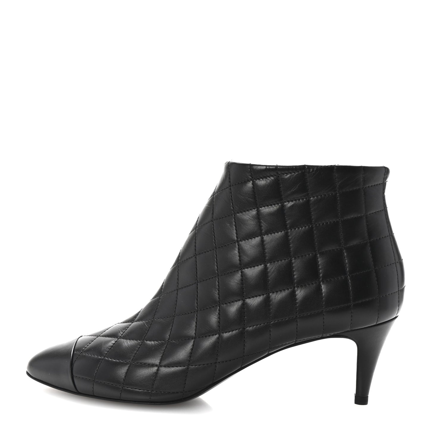 Calfskin Quilted Cap Toe Short Boots 40 Black