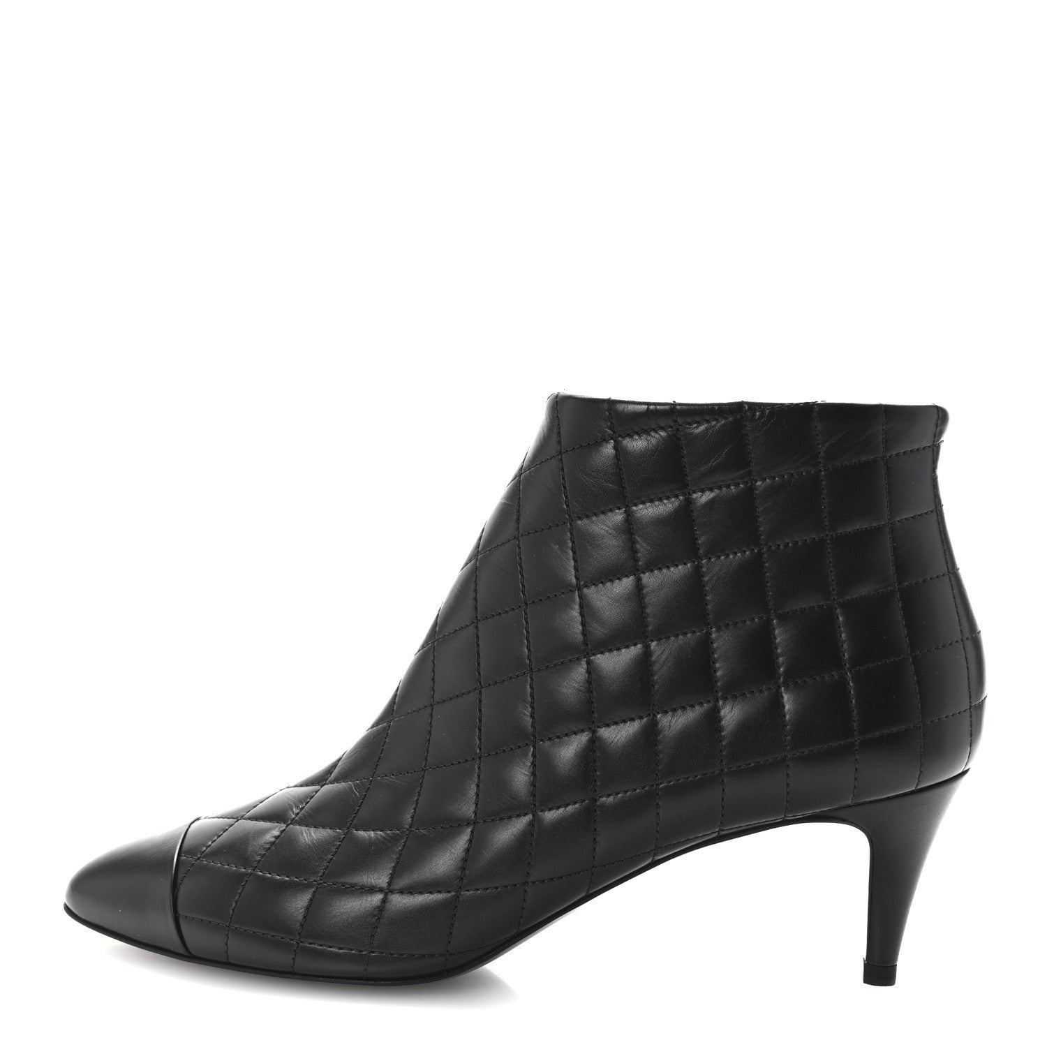 Chanel Calfskin Quilted Cap Toe Short Boots 40 Black 1 of 10