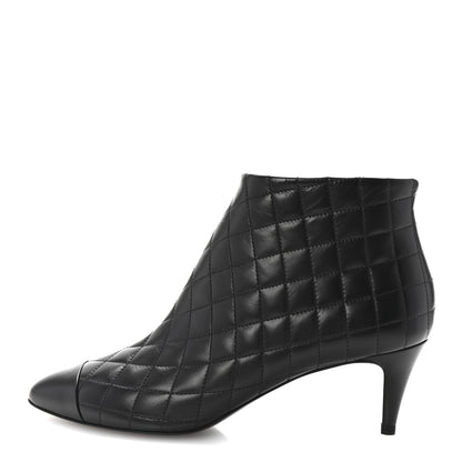 Chanel Calfskin Quilted Cap Toe Short Boots 40 Black 1 of 10